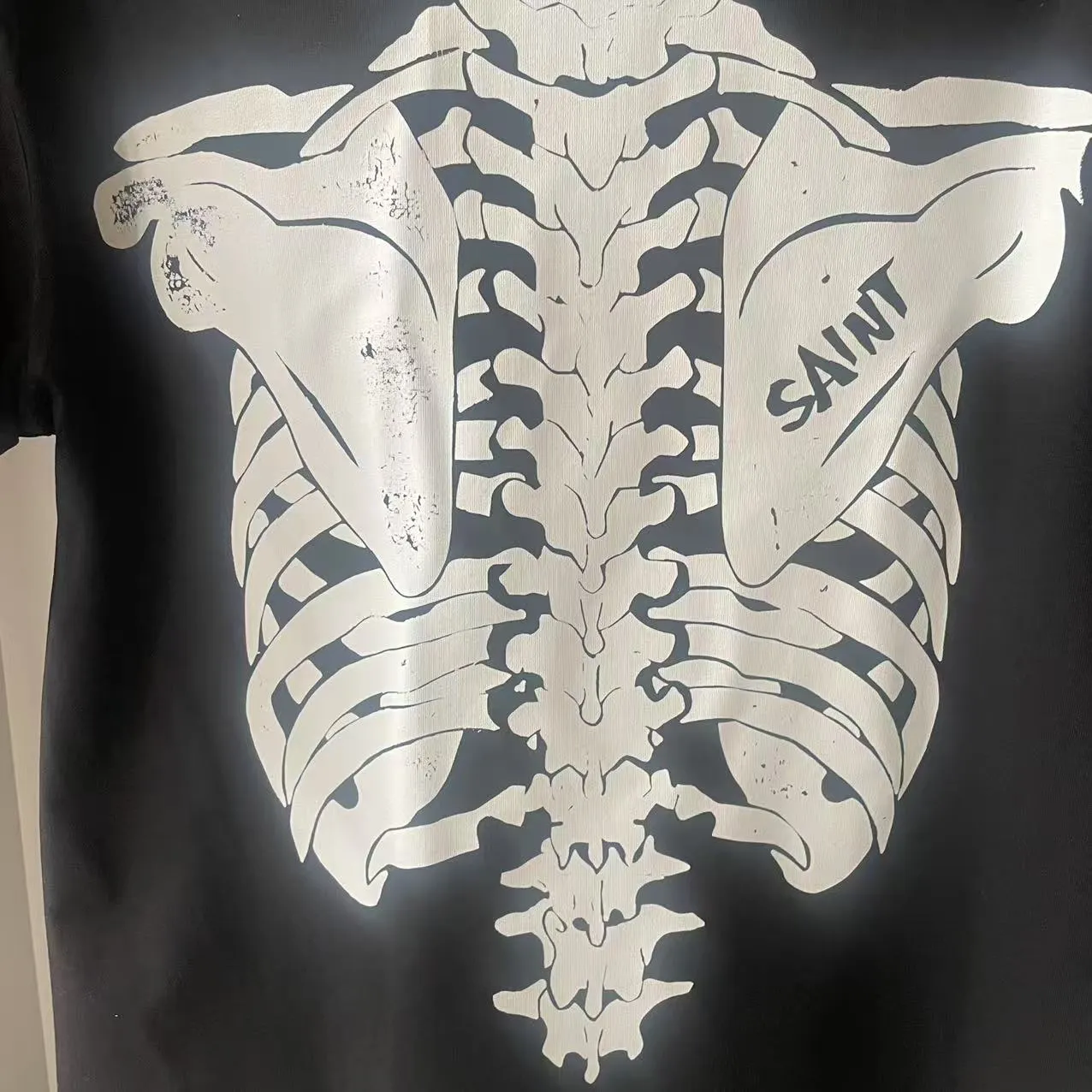 G117 Saint skeleton printed short sleeves P100 230g double yarn combed cotton S-XL